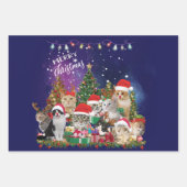 Katten Merry Kerstlight Inpakpapier Vel (Voorkant 3)