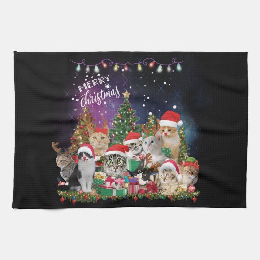 Katten Merry Kerstlight Theedoek (Horizontaal)
