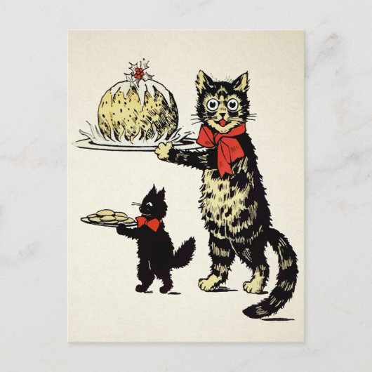 katten met dessert kerst briefkaart (Voorkant)