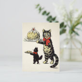 katten met dessert kerst briefkaart (Staand voorkant)