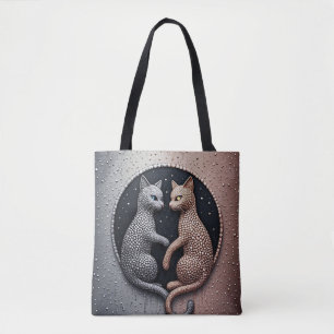 Katten Met Druppelende Textuur en Mystieke Yin-Yan Draagtas