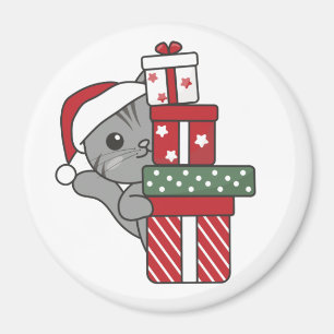 Katten met kerstcadeaus Winterdieren Magneet