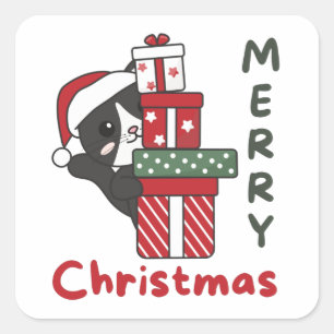 Katten met kerstcadeaus Winterdieren Vierkante Sticker