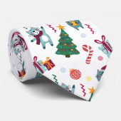 Katten met Kerstmis Fantasievol Patroon Stropdas (Opgerold)