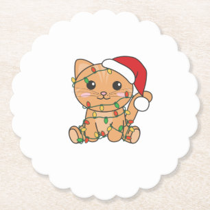 Katten met kerstwinterdieren kartonnen onderzetters