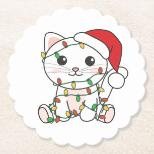Katten met kerstwinterdieren kartonnen onderzetters