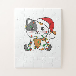 Katten met kerstwinterdieren legpuzzel