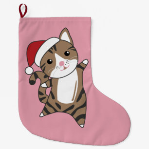 Katten met kerstwintersneeuw grote kerstsok