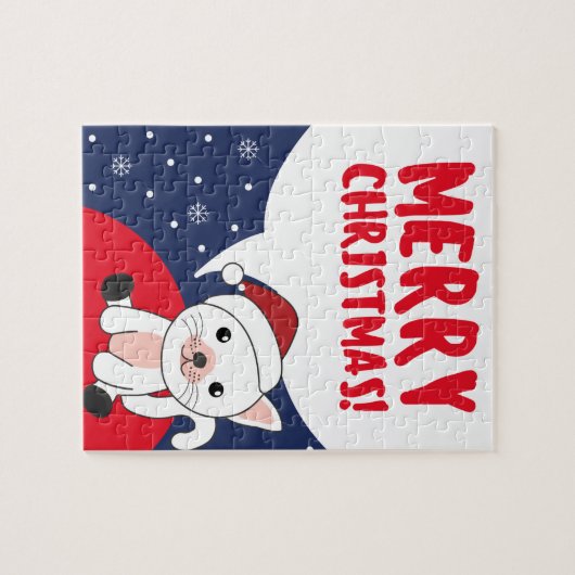 Katten met kerstwintersneeuw Jigzaag Puzz Legpuzzel (Horizontaal)