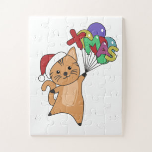Katten met kerstwintersneeuw legpuzzel