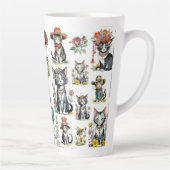 Katten met Petten en bloemen Latte Mok (Rechts)