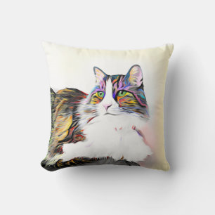Katten met regenboogvacht, gestileerde handbeschil kussen