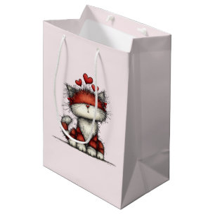 Katten met rode liefdesharten Schattig en grappig Medium Cadeauzakje