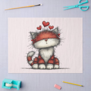 Katten met rode liefdesharten Schattig en grappig Tissuepapier