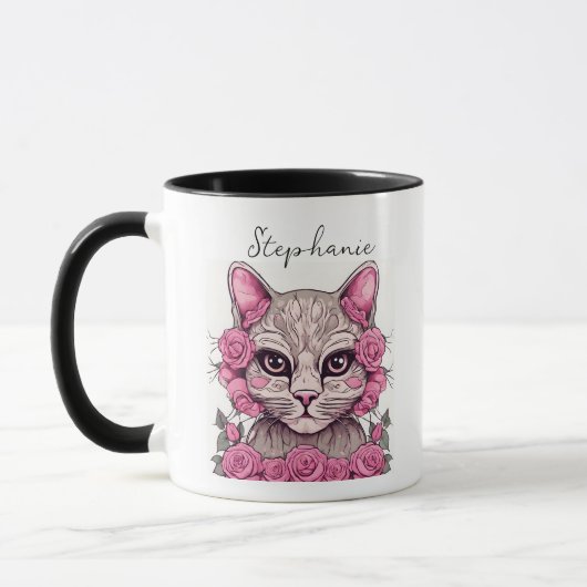 Katten met Roze Rozen Koffiemok Mok (Links)