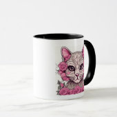Katten met Roze Rozen Koffiemok Mok (Voorkant rechts)