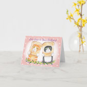 Katten met Toasts Funny Cat Custom Text Verjaardag Kaart (Gele Bloem)