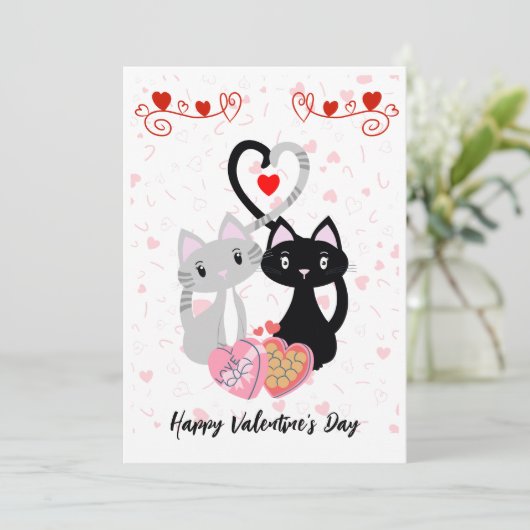 Katten met Valentijnse hartkaart Feestdagenkaart (Staand voorkant)
