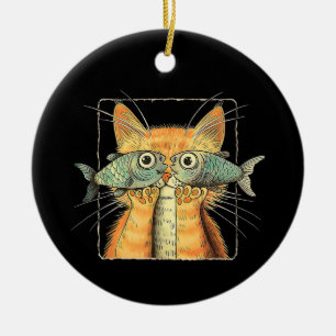 Katten met Vissenogen Kitten Grappige Katten Parod Keramisch Ornament
