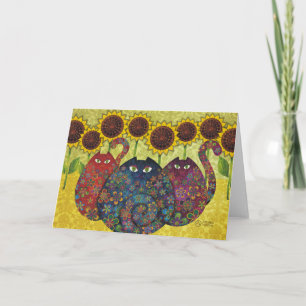 katten met zonnebloemen kaart