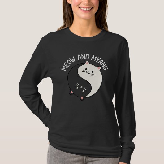 Katten Miauw En Myang Chinese Yin Yang Kat T-shirt (Voorkant)