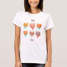 Katten Miauw Schattig Minimalistische Kattenliefhe T-shirt