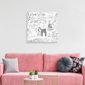 Katten Modern Zwart-wit Hand getrokken Canvas Afdruk (Insitu (Woonkamer))