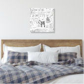 Katten Modern Zwart-wit Hand getrokken Canvas Afdruk (Insitu (Slaapkamer))