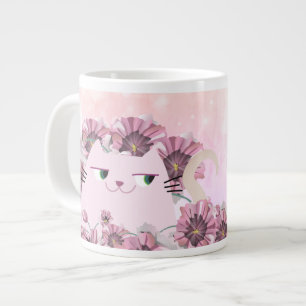Katten Mooie Roze Bloemen Extra Grote Beker