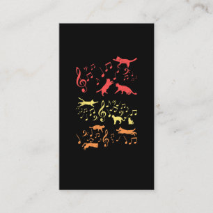  katten Muzieknoten Funny Kat Visitekaartje