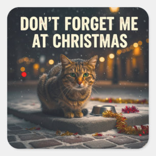 Katten niet vergeten met kerst beeldende kunst vierkante sticker