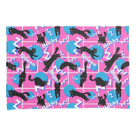 Katten noemen Roze Geometrische Memphis Pattern Kussensloop (Voorkant-Rechts)