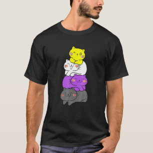 Katten Non-binaire Vlag Agender Genderqueer Pride- T-shirt