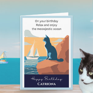 Katten Oceaan Uitzicht Retro Gepersonaliseerd Gelu Kaart