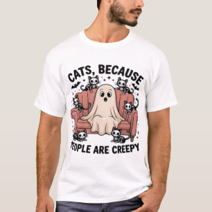 Katten Omdat Mensen Eng Zijn Grappige Spook Hallow T-shirt