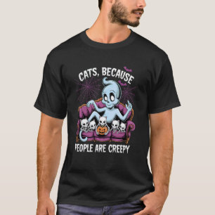Katten Omdat Mensen Enge Geest Halloween Kat T-shirt