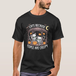 Katten Omdat Mensen Enge Geest Halloween Kat T-shirt