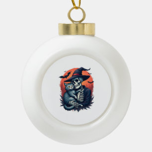 Katten Omdat Mensen Enge Halloween Skelet  Keramische Bal Ornament