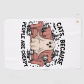 Katten omdat mensen griezelig grappige spookhallow golfhanddoek (Horizontaal)