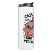 Katten omdat mensen griezelig grappige spookhallow thermosbeker (Gedraaid links)