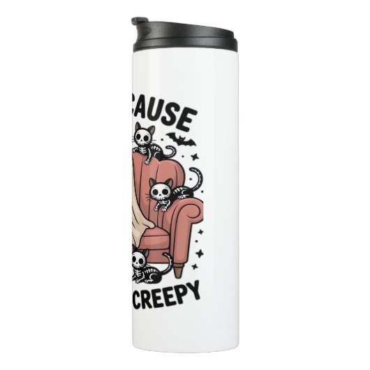 Katten omdat mensen griezelig grappige spookhallow thermosbeker (Geroteerd rechts)