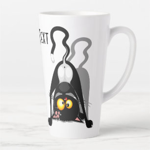 Katten Ondersteboven Grappige Cartoon Karakter Latte Mok
