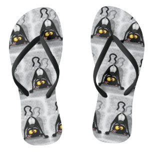 Katten Ondersteboven Grappige Cartoon Karakter Teenslippers