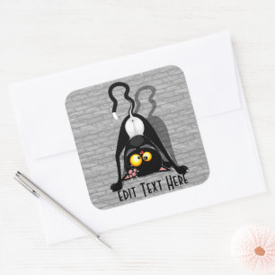 Katten Ondersteboven Grappige Cartoon Karakter Vierkante Sticker