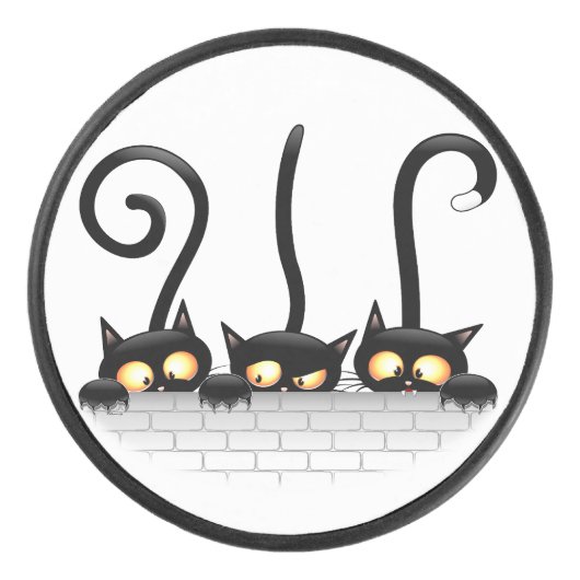 Katten Ondeugende, Speelse en Grappige Karakters Hockey Puck (Voorkant)