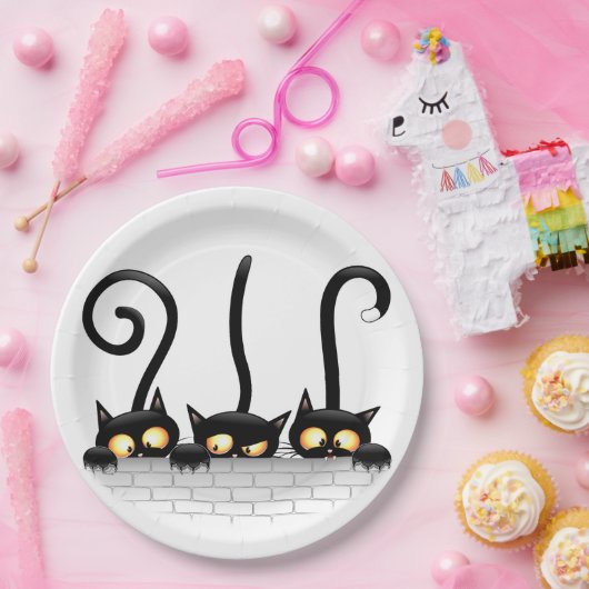 Katten Ondeugende, Speelse en Grappige Karakters Papieren Bordje (Feest)