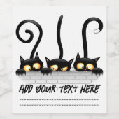 Katten Ondeugende, Speelse en Grappige Karakters Wijn Etiket (Enkel label)