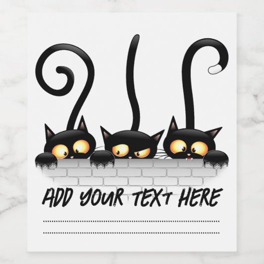 Katten Ondeugende, Speelse en Grappige Karakters Wijn Etiket (Enkel label)