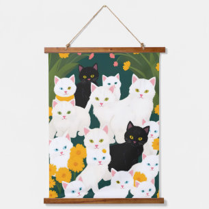 Katten ontmoeten de groep hangend wandkleed