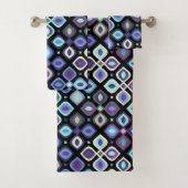 Katten-oog 70's geïnspireerde geometrische flora bad handdoek (Insitu)